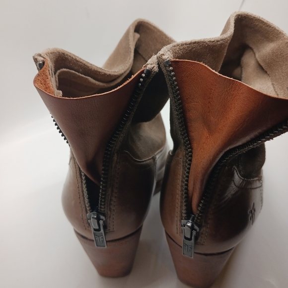 Frye Brown Tessa Short Suede Zippered Bootie - Picture 13 of 15